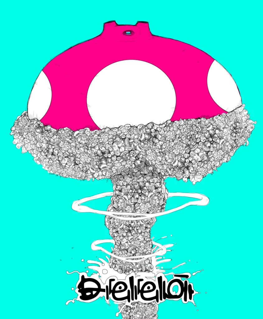 Mushroom Cloud rojo turquesa — print de Rafael Lanfranco
