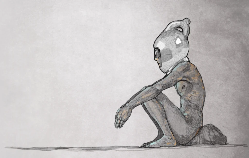 Personaje sentado — print de Rafael Lanfranco